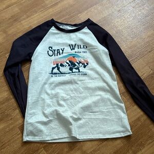 Stay Wild Long Sleeve Raglan Tee - Black and White